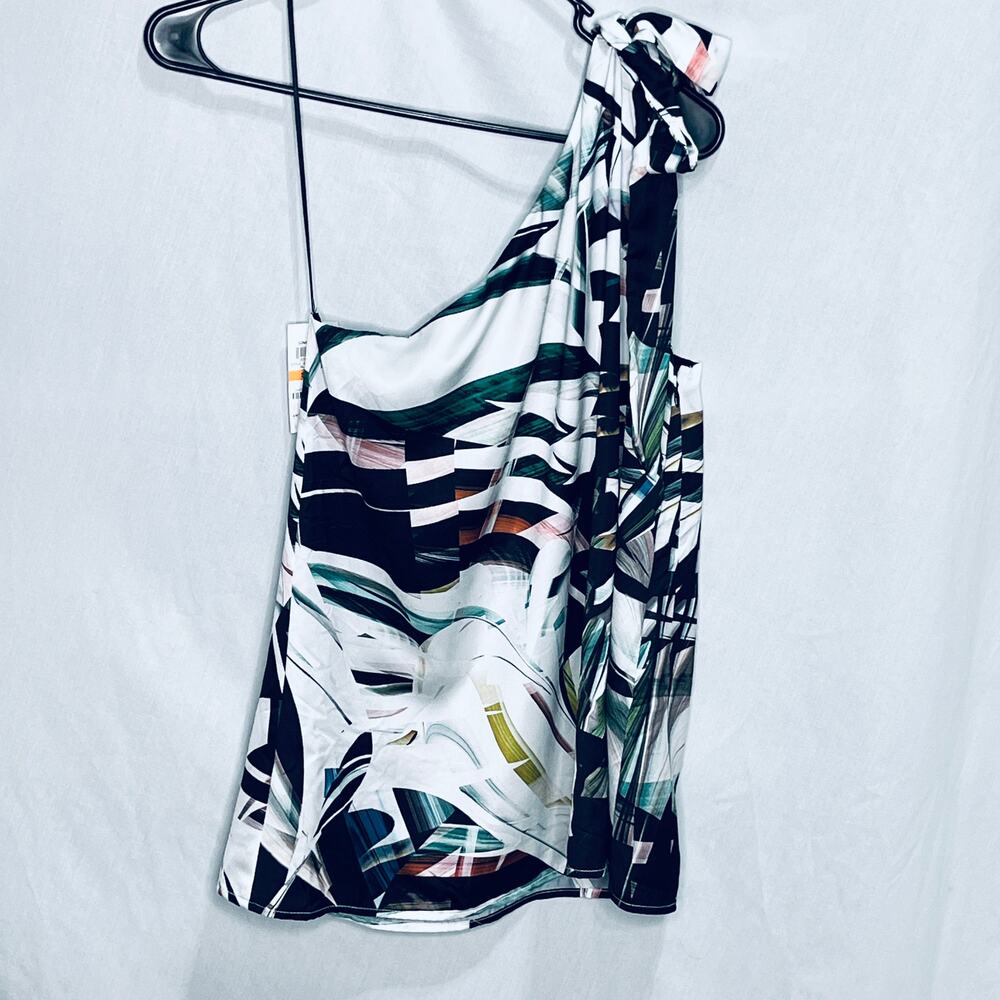Bar III One Shoulder Abstract Sleeveless Blouse Shirt New S
